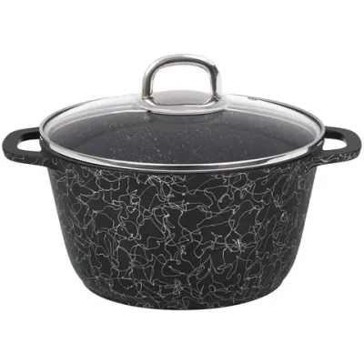 Кастрюля 4,5л «Грация» (черный/серебро) со стеклянной крышкой кчс45а