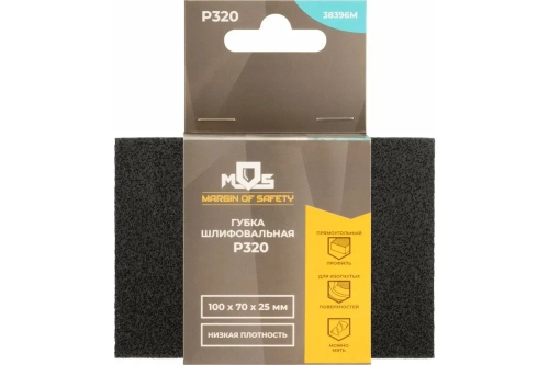 38396М Губка шлифовальная Р 320 алюминий-оксидная, средняя жесткость, 100х70х25мм MOS