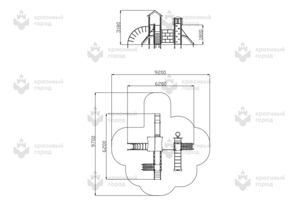 Спортивно-игровой комплекс Спортивный городок тип-2 с баскетбольным кольцом