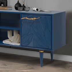 Тумба под ТВ Арт Колор leaves 117см Классик Голд Королевский синий