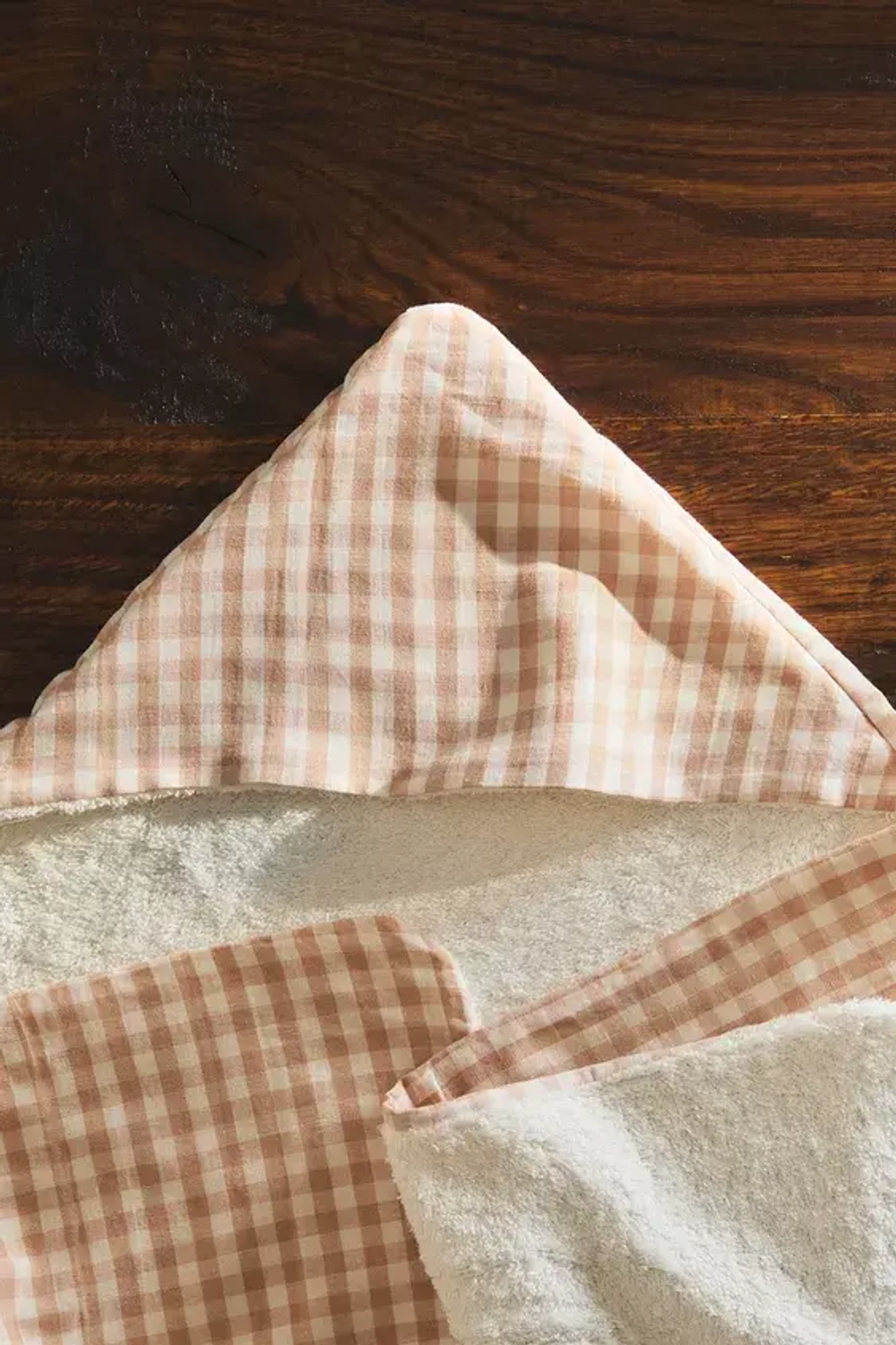 ZARA HOME ПОЛОТЕНЦЕ С КАПЮШОНОМ В КЛЕТКУ ДЛЯ ДЕТЕЙ, РОЗОВЫЙ