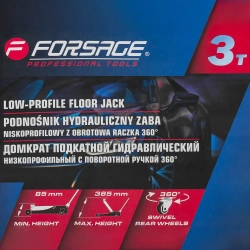 Домкрат подкатной гидравлический низкопрофильный с поворотной ручкой 3т Forsage F-TR8154