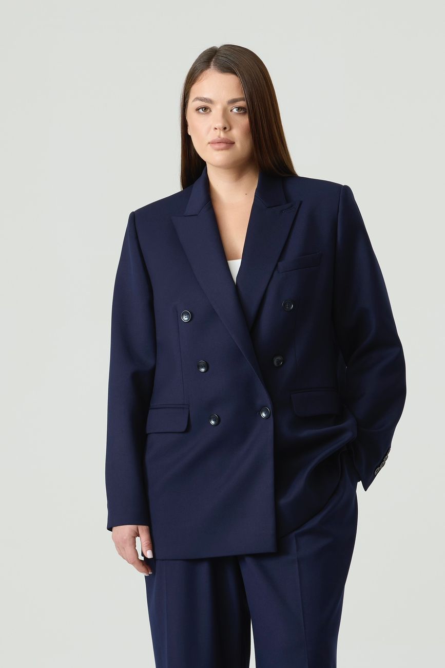 Жакет двубортный, темно-синий