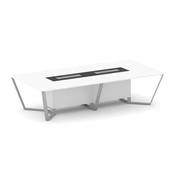 Steel Meet Стол переговорный прямоугольный KM-PR.B.SP-12 Белый Бриллиант/Графит Глянец/Металл Серый