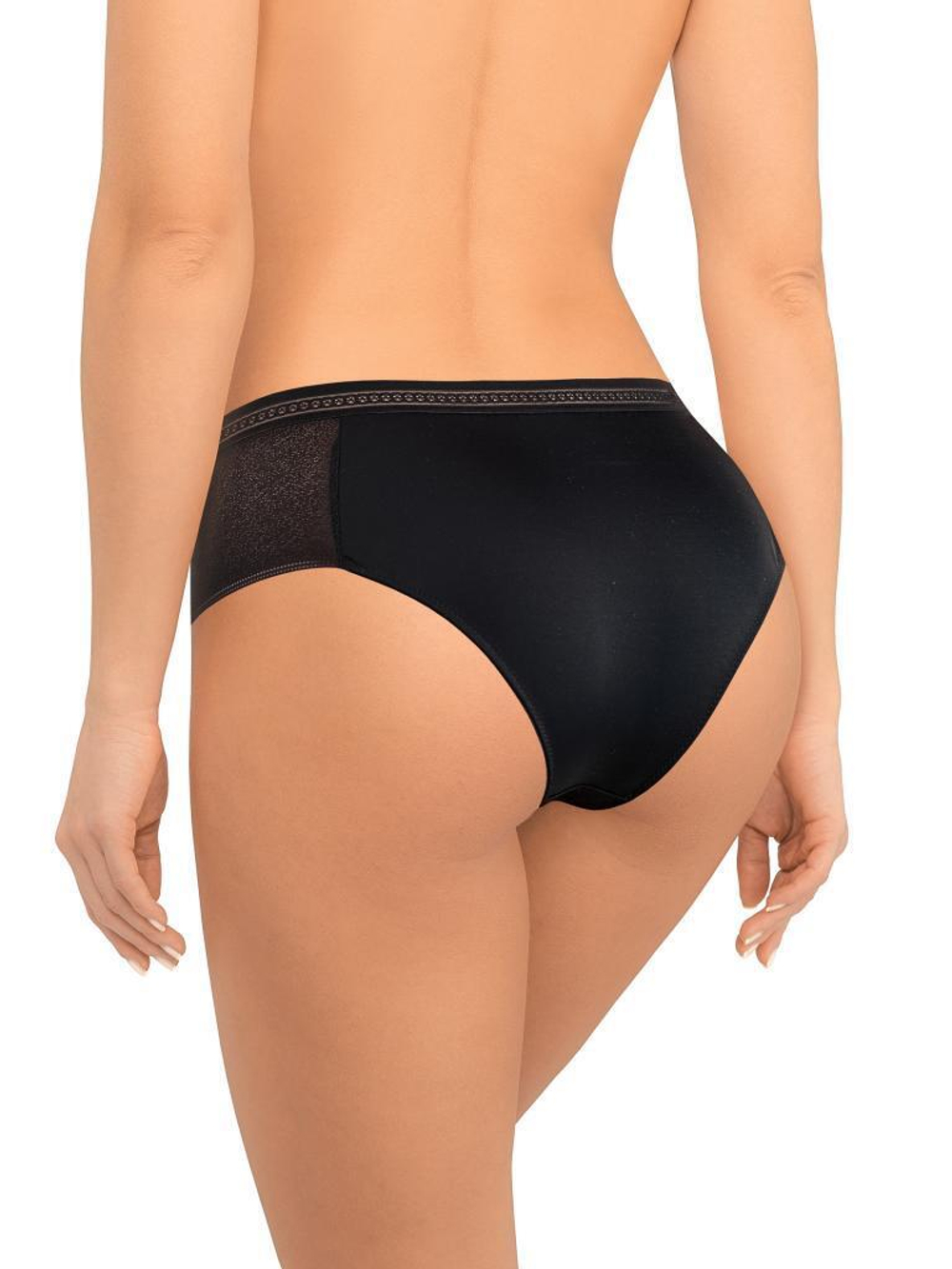 Трусики-слипы с широким бочком из кружева с сетчатой структурой (Размер: XL) (Цвет: бежевый)