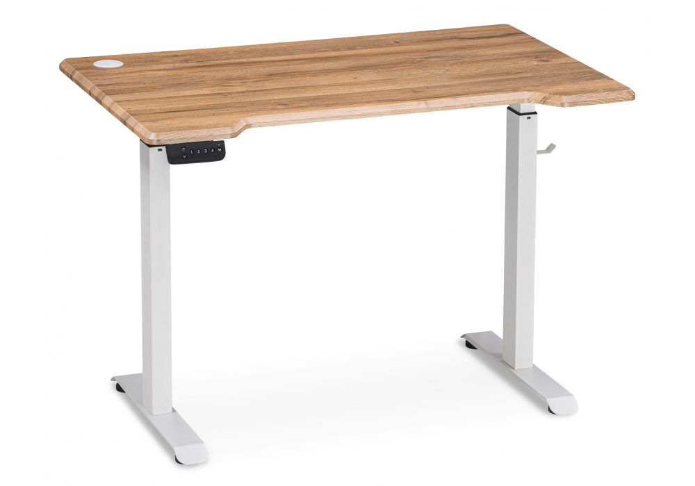 Компьютерный стол Woodville Маркос с механизмом подъема 120х75х76 белый, вотан дуб, ножки белые