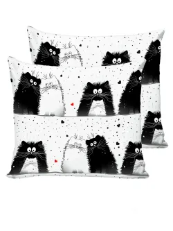 Постельное белье "Tomcat" семейное наволочки 50х70 2шт Простынь на резинке 160х200 см Пододеяльник 145х215 см(2шт) Сказка сатин