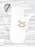 Комплект для новорожденного Mjölk White {пеленальный кокон, шапочка, антицарапки}, уценка