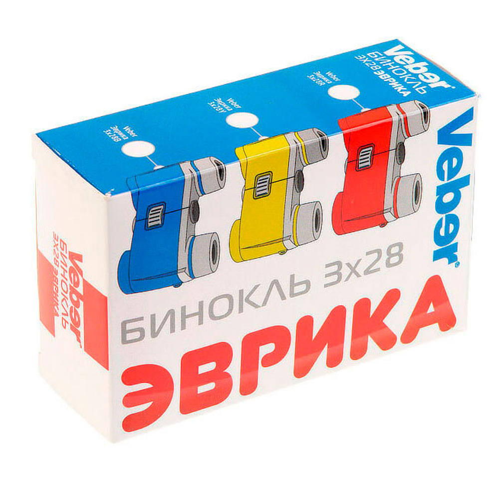 Бинокль детский Veber «Эврика» 3х28, желтый