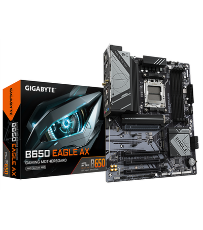 Материнская плата GIGABYTE B650 EAGLE AX, AM5, B650, 4*DDR5, 4*SATA, 3*M.2, 2*USB 3.2, 6*USB 2.0, Type-C, 4*PCIx16, DP+HDMI, ATX
