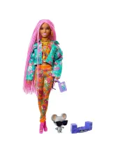 Кукла Барби Экстра с розовыми косичками GXF09