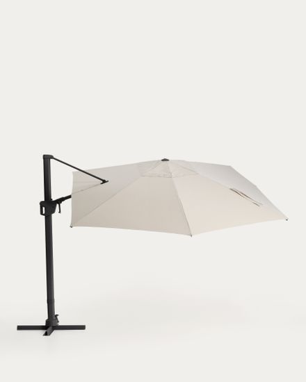 Бежевый консольный зонт Noli с графитовой алюминиевой конструкцией, 300 x 420 см