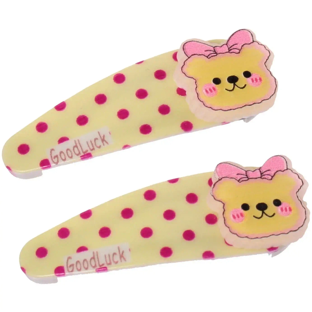 Зажимы для волос детские 2шт «Happy smile», мишка с бантиком, микс 4 цвета, 5*2см