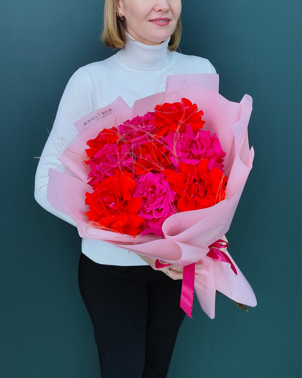 Букет Французской розы микс,9шт(00421)