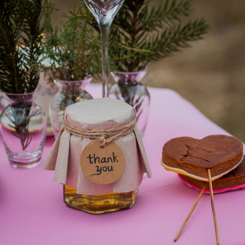 Бонбоньерка с медом на свадьбу, стиль "Рустик"