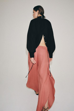 ZARA БРЮКИ ИЗ ЛЬНА С РАЗРЕЗАМИ — ZW COLLECTION, КОРАЛЛОВЫЙ