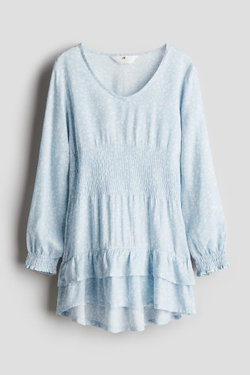 H&M Платье с плиссированными деталями, светло-голубой