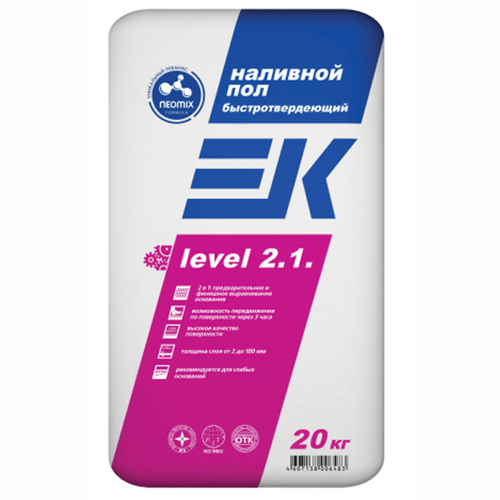 Смесь для пола EK LEVEL 2.1 быстротвердеющий (20кг) 2мм-100мм