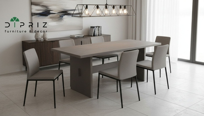 Обеденный стол "Гамбург" 200 см — массив дерева, светло-серый цвет