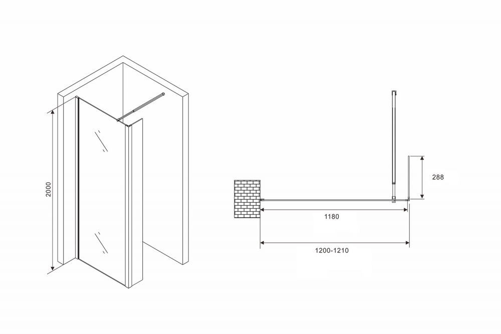 Душевая перегородка ABBER Immer Offen AG66120B