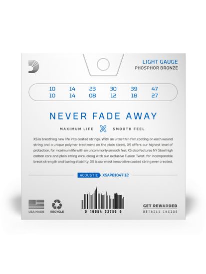Струны для 12-струнной акустической гитары 10-47 D'Addario XS XSAPB1047-12