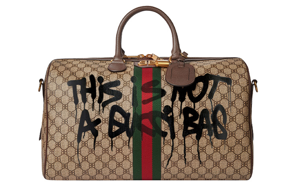 Balenciaga GUCCI Collaboration Coated Canvas Handbag Travel Bag Unisex