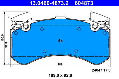 ATE - 13046048732-ATE - Brake Pad Set, disc brake