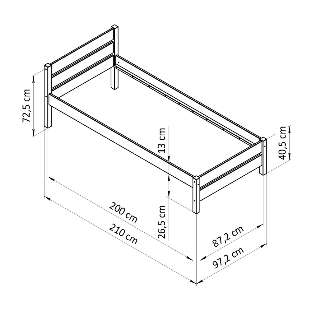 Кровать деревянная 90х200 из сосны Бора, с основанием кровати, белый