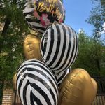 Шар (18"/46 см) Круг, В полоску, Черный/Белый