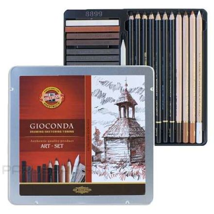 Набор художественный для эскизов Koh-i-noor Gioconda, 24 пр. средний, метал.коробка