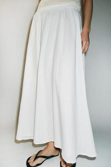ZARA ЮБКА-НАКИДКА МИДИ, БЕЛЫЙ