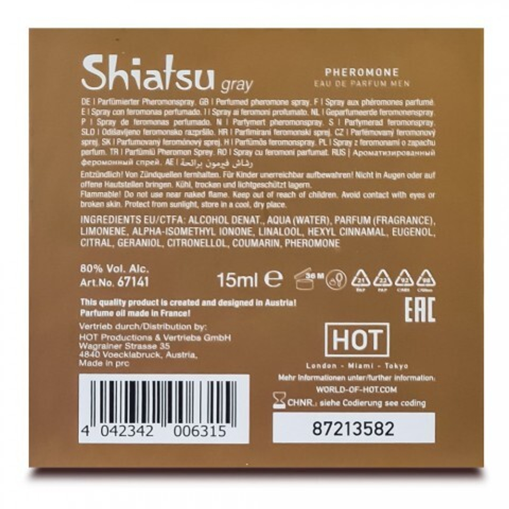 Духи с феромонами «Gray» Shiatsu мужские 15 мл.
