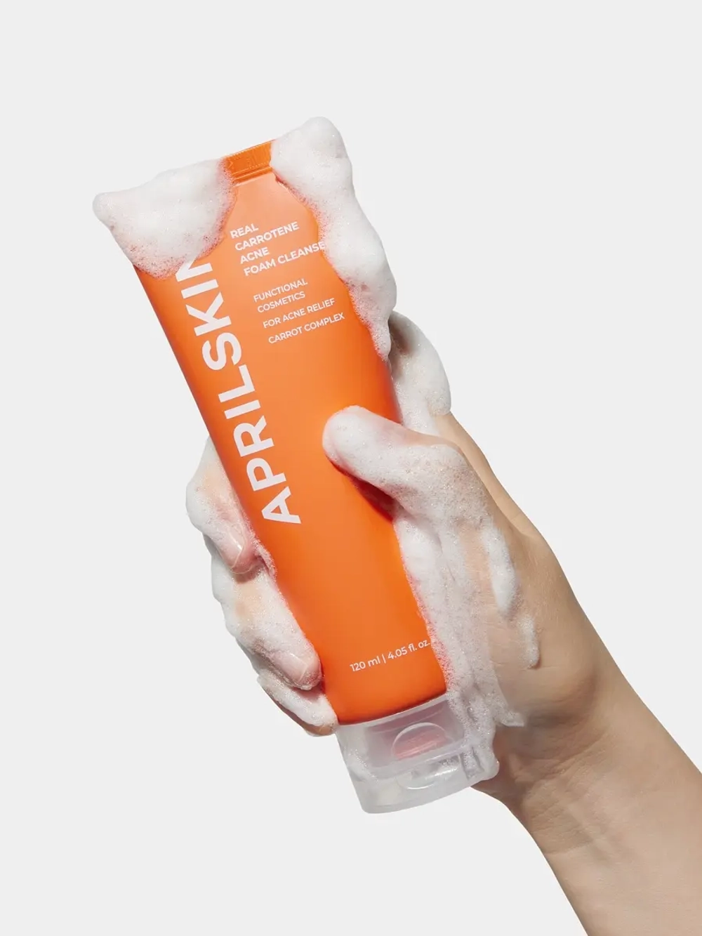 APRILSKIN Морковная пенка для умывания с салициловой кислотой против акне Real Carrotene Acne Foam Cleanser 120 гр