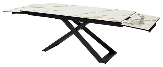 Стол LIVORNO 180 KL-188 Контрастный мрамор матовый, итальянская керамика/ черный каркас