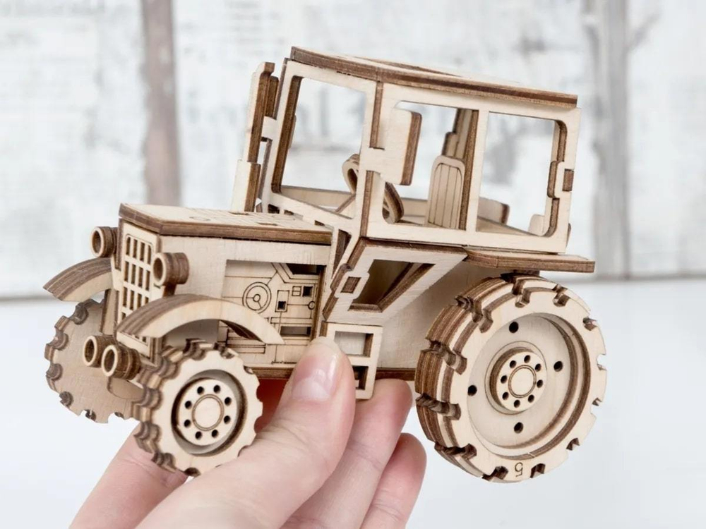 Маленький Трактор от Леммо - Деревянный конструктор, 3D пазл, для детей и взрослых. Интересные подарки, фото