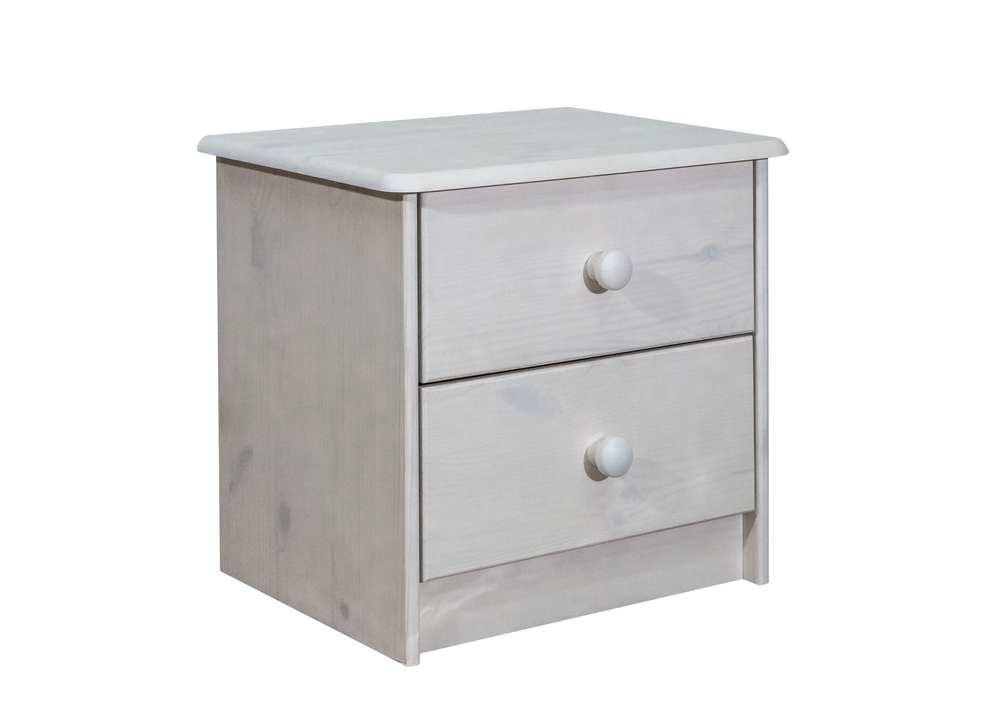 Тумба прикроватная Хаба 2 ящика из массива сосны, белая