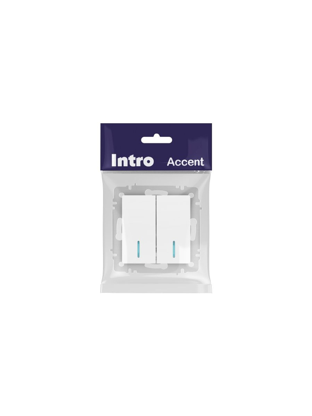 Выключатель 2-кл. СП Accent 6-105-01 10А IP20 250В с подсветкой AL/CU бел. Intro Б0063505