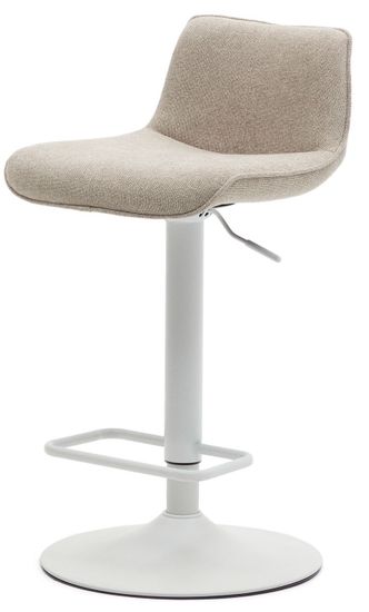 Барный стул Zenda из бежевой синели и матовой белой стали 81-102 см Испания