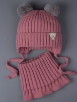 Шапка для девочки зимняя вязаная и снуд