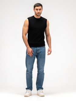 Майка мужская хлопковая на широких лямках Черная