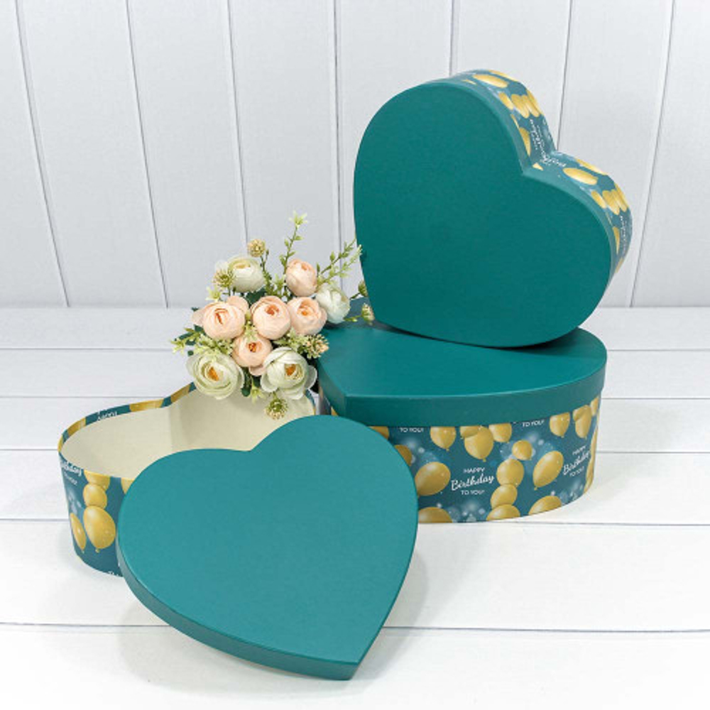 Коробка 30.5х27.5х13.5 см Набор 3 шт "Сердце" (Бирюзовый)