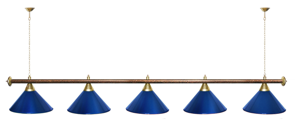 Лампа STARTBILLIARDS 5 пл. (плафоны зеленые,штанга зеленая,фурнитура золото)