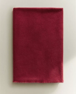 ZARA HOME ПЛЕД С БАХРОМОЙ, КРАСНЫЙ