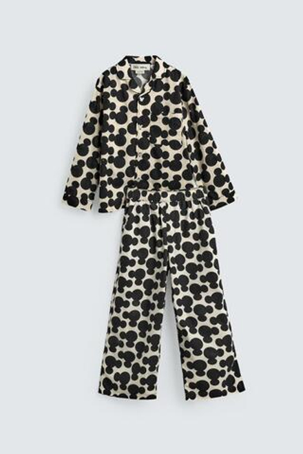 ZARA X DISNEY ПИЖАМА С ПРИНТОМ МИККИ МАУСА, ЧЕРНЫЙ/ЭКРЮ