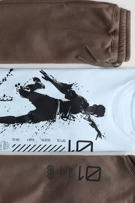 H&M Комплект из толстовки, брюк и футболки, коричневый