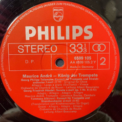 Винтажная виниловая пластинка LP Maurice Andre, Albinoni, Purcell, Vivaldi, Corelli, Handel Konig Der Trompete (Germany 1981)