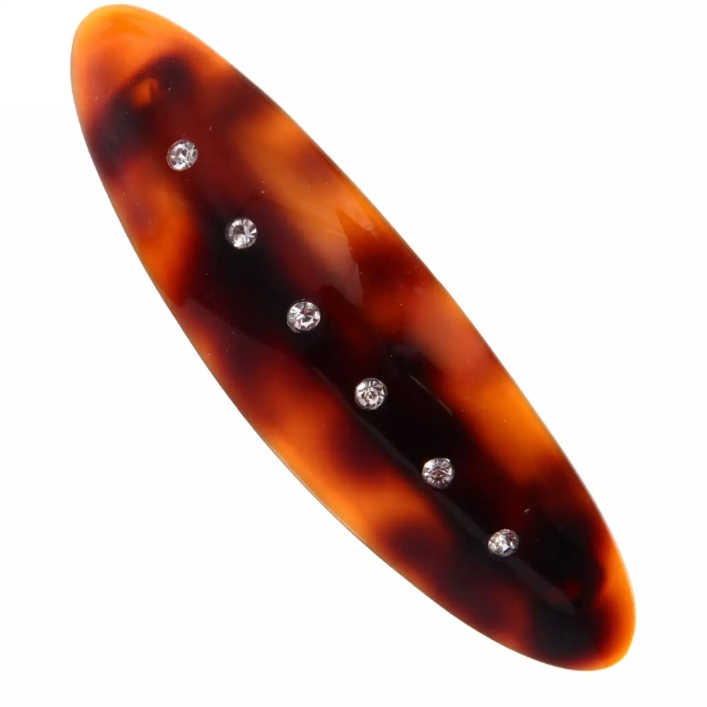 Заколка автомат «Коллекция Монталь-Янтарь», овал, микс 2 цвета, 10*2,5см (Кокетка)