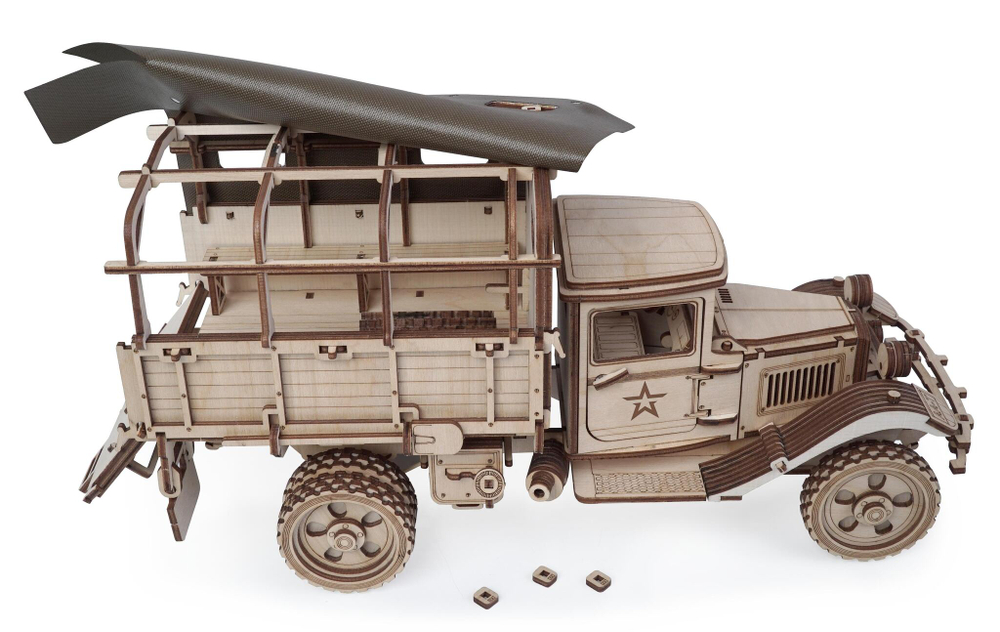 Конструктор из дерева "Армия России" Грузовик "Полуторка" Тент