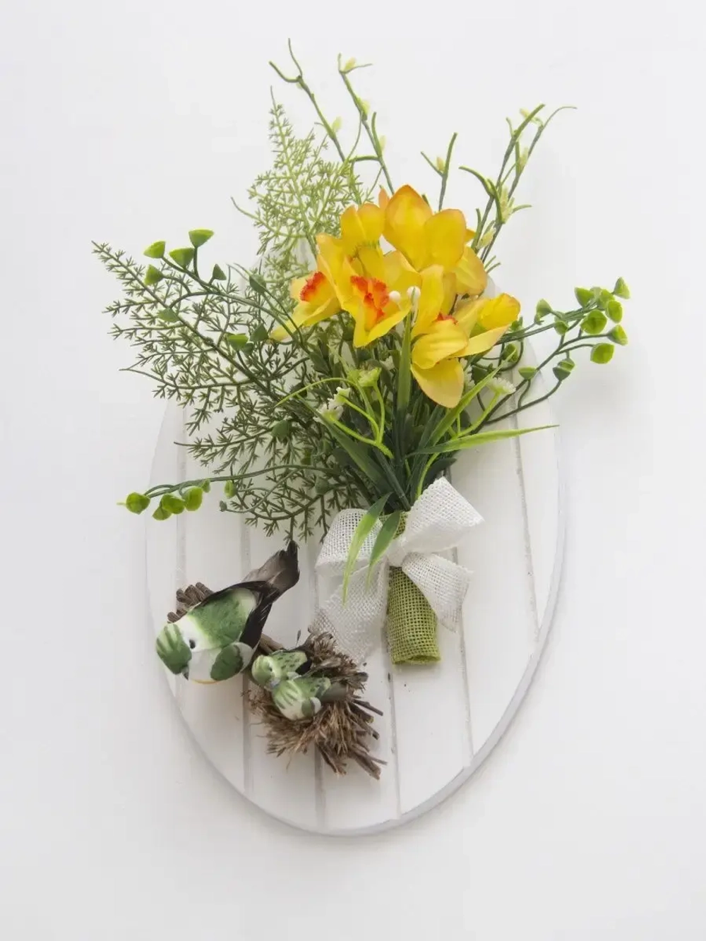 Панно "Птички" с искусственными цветами 36*28 см