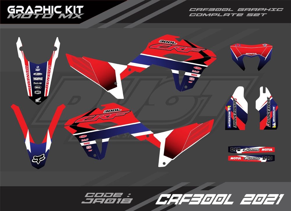 Graphic set, Sticker kit, for Honda CRF300L (LED headlight) 2021-Up